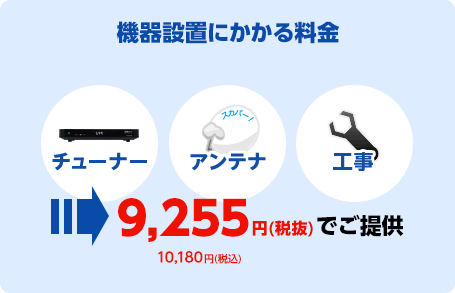 機器設置にかかる料金